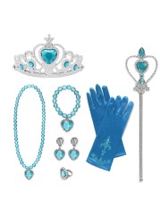 Frozen Cinderella Anna Princess Accessories Girls Fancy Dress Gloves Bowknot Wand Crown Bracelet Neacklace JYF