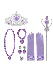 Frozen Cinderella Anna Princess Accessories Girls Fancy Dress Gloves Bowknot Wand Crown Bracelet Neacklace JYF