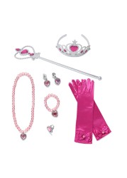 Frozen Cinderella Anna Princess Accessories Girls Fancy Dress Gloves Bowknot Wand Crown Bracelet Neacklace JYF