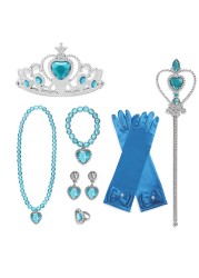 Frozen Cinderella Anna Princess Accessories Girls Fancy Dress Gloves Bowknot Wand Crown Bracelet Neacklace JYF