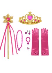 Frozen Cinderella Anna Princess Accessories Girls Fancy Dress Gloves Bowknot Wand Crown Bracelet Neacklace JYF