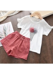 Kids Girls Clothing Sets Summer New Style Brand Baby Girls Clothes Short Sleeve T-shirt + Pant Dress 2pcs Children Clothing Suits