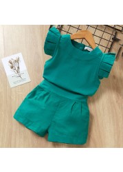 Kids Girls Clothing Sets Summer New Style Brand Baby Girls Clothes Short Sleeve T-shirt + Pant Dress 2pcs Children Clothing Suits