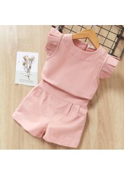 Kids Girls Clothing Sets Summer New Style Brand Baby Girls Clothes Short Sleeve T-shirt + Pant Dress 2pcs Children Clothing Suits