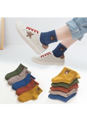 5pairs/lot 2022 Kids Boys Autumn Girl Socks Cotton Winter Cartoon Bear Baby Breathable Keep Warm Floor Anti-slip Girls Sock