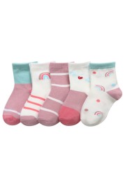 5 Pairs Cute Cartoon Kids Socks Autumn Winter Warm Baby Boys Girls Socks Soft Cotton Toddler Baby Children Socks 1-12 Years