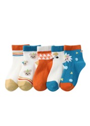 5 Pairs Cute Cartoon Kids Socks Autumn Winter Warm Baby Boys Girls Socks Soft Cotton Toddler Baby Children Socks 1-12 Years