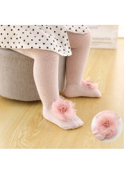 Baby Tights Infant Girl Newborn Kids Pantyhose Lace Bow Flower Tights Kids Stockings Summer Mesh Tights Toddler