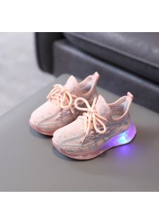 Size 21-30 Children Luminous Shoes For Boys Girls Mesh Kids Boys Glowing Sneakers With LED Lights Non-slip Baby Shoes For Girls