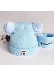 2pcs Baby Knitting Cap Cotton Ear Hat for Boys and Girls Winter Hat Scarf Set Baby Boys Hat Scarf Infant Accessories