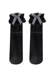 Baby Breathable Lolita Lace Socks Children Kids Bowknot Middle Tube Socks Spring Summer Autumn Warm Stocking Knee High