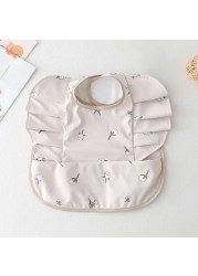 Waterproof Baby Food Eating Baby Bibs PU Cartoon Smock For Babies Feeding Clothes Sleeveless Bib With Pocket Newborn Baby Bib