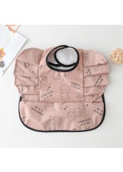 Waterproof Baby Food Eating Baby Bibs PU Cartoon Smock For Babies Feeding Clothes Sleeveless Bib With Pocket Newborn Baby Bib