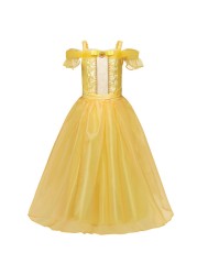 Girls Summer Princess Dress Fancy Snow White Puff Sleeve Dress Kids Birthday Party Fancy Dress Vestidos