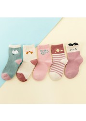 5 Pairs Warm Cotton Baby Socks High Quality Jacquard Unicorn Baby Socks Miaoyoutong Newborn Baby Socks