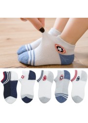 Soft Cotton Children Socks Cute Cartoon Casual Boys Socks Thin Mesh Summer 5pairs/lot Kids Socks Sport Baby Boy Socks 1-12 Years