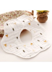 Baby Bibs 360 Degree Rotation 8 Layers Gauze Gauze Baby Kids Bandana Burp Cloth Soft Newborn Infant Saliva Towel Baby Stuff