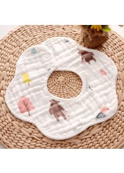 Baby Bibs 360 Degree Rotation 8 Layers Gauze Gauze Baby Kids Bandana Burp Cloth Soft Newborn Infant Saliva Towel Baby Stuff