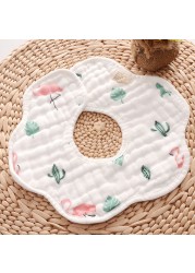 Baby Bibs 360 Degree Rotation 8 Layers Gauze Gauze Baby Kids Bandana Burp Cloth Soft Newborn Infant Saliva Towel Baby Stuff