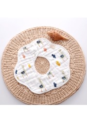 Baby Bibs 360 Degree Rotation 8 Layers Gauze Gauze Baby Kids Bandana Burp Cloth Soft Newborn Infant Saliva Towel Baby Stuff