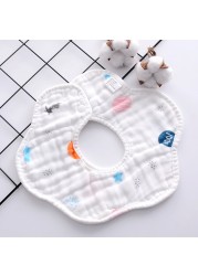 Baby Bibs 360 Degree Rotation 8 Layers Gauze Gauze Baby Kids Bandana Burp Cloth Soft Newborn Infant Saliva Towel Baby Stuff