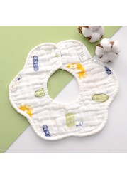 Baby Bibs 360 Degree Rotation 8 Layers Gauze Gauze Baby Kids Bandana Burp Cloth Soft Newborn Infant Saliva Towel Baby Stuff