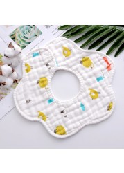 Baby Bibs 360 Degree Rotation 8 Layers Gauze Gauze Baby Kids Bandana Burp Cloth Soft Newborn Infant Saliva Towel Baby Stuff