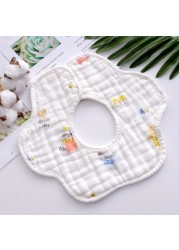 Baby Bibs 360 Degree Rotation 8 Layers Gauze Gauze Baby Kids Bandana Burp Cloth Soft Newborn Infant Saliva Towel Baby Stuff