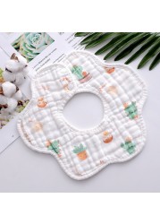 Baby Bibs 360 Degree Rotation 8 Layers Gauze Gauze Baby Kids Bandana Burp Cloth Soft Newborn Infant Saliva Towel Baby Stuff