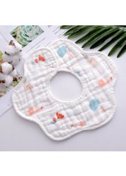 Baby Bibs 360 Degree Rotation 8 Layers Gauze Gauze Baby Kids Bandana Burp Cloth Soft Newborn Infant Saliva Towel Baby Stuff