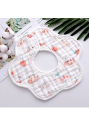 Baby Bibs 360 Degree Rotation 8 Layers Gauze Gauze Baby Kids Bandana Burp Cloth Soft Newborn Infant Saliva Towel Baby Stuff