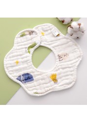 Baby Bibs 360 Degree Rotation 8 Layers Gauze Gauze Baby Kids Bandana Burp Cloth Soft Newborn Infant Saliva Towel Baby Stuff