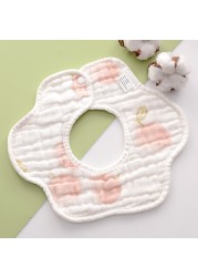 Baby Bibs 360 Degree Rotation 8 Layers Gauze Gauze Baby Kids Bandana Burp Cloth Soft Newborn Infant Saliva Towel Baby Stuff