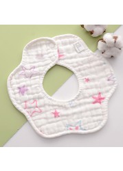 Baby Bibs 360 Degree Rotation 8 Layers Gauze Gauze Baby Kids Bandana Burp Cloth Soft Newborn Infant Saliva Towel Baby Stuff