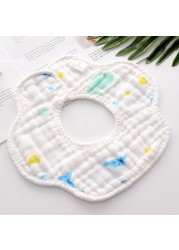 Baby Bibs 360 Degree Rotation 8 Layers Gauze Gauze Baby Kids Bandana Burp Cloth Soft Newborn Infant Saliva Towel Baby Stuff