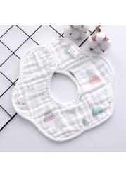 Baby Bibs 360 Degree Rotation 8 Layers Gauze Gauze Baby Kids Bandana Burp Cloth Soft Newborn Infant Saliva Towel Baby Stuff