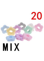 20pcs Baby Flower Beads Silicone Beads Flower Silicone Beads Teething Magic Teether Baby Chew Necklace Chew BPA Free Gift