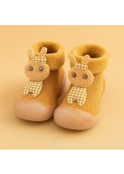 Winter Kids Warm Snow Boots Socks Infant Boys Brushed Thick Sock Boots Yellow Black Baby Girls Socks Soft Soles Toddler Shoes