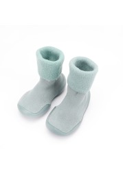 Winter Kids Warm Snow Boots Socks Infant Boys Brushed Thick Sock Boots Yellow Black Baby Girls Socks Soft Soles Toddler Shoes