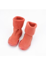 Winter Kids Warm Snow Boots Socks Infant Boys Brushed Thick Sock Boots Yellow Black Baby Girls Socks Soft Soles Toddler Shoes