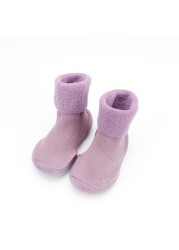 Winter Kids Warm Snow Boots Socks Infant Boys Brushed Thick Sock Boots Yellow Black Baby Girls Socks Soft Soles Toddler Shoes