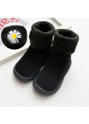 Winter Kids Warm Snow Boots Socks Infant Boys Brushed Thick Sock Boots Yellow Black Baby Girls Socks Soft Soles Toddler Shoes