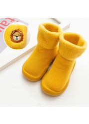 Winter Kids Warm Snow Boots Socks Infant Boys Brushed Thick Sock Boots Yellow Black Baby Girls Socks Soft Soles Toddler Shoes