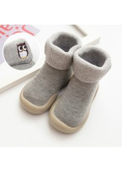 Winter Kids Warm Snow Boots Socks Infant Boys Brushed Thick Sock Boots Yellow Black Baby Girls Socks Soft Soles Toddler Shoes