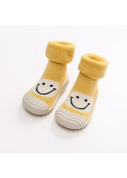 Winter Kids Warm Snow Boots Socks Infant Boys Brushed Thick Sock Boots Yellow Black Baby Girls Socks Soft Soles Toddler Shoes