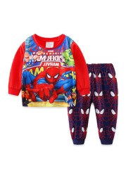 New Spring Autumn Children's Clothing Sets Boys Sleepwear Kids Clothes Spider Pajamas Set Baby Girls Cotton Cartoon Cars Pajamas