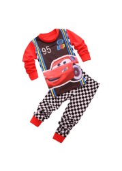 New Spring Autumn Children's Clothing Sets Boys Sleepwear Kids Clothes Spider Pajamas Set Baby Girls Cotton Cartoon Cars Pajamas