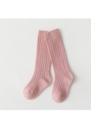 Baby Girls Socks Soft Cotton Knee High Socks Kids Boys Solid Color Socks Leg Warmers 2021 Spring Autumn