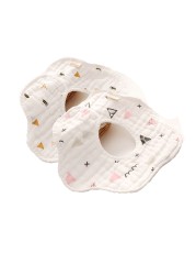 2Pcs 360 Degrees Rotating 8 Layer Cotton Infant Baby Bibs Cute Various Printed Waterproof Soft Comfortable Saliva Towel Baby Bib