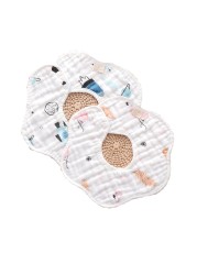 2Pcs 360 Degrees Rotating 8 Layer Cotton Infant Baby Bibs Cute Various Printed Waterproof Soft Comfortable Saliva Towel Baby Bib